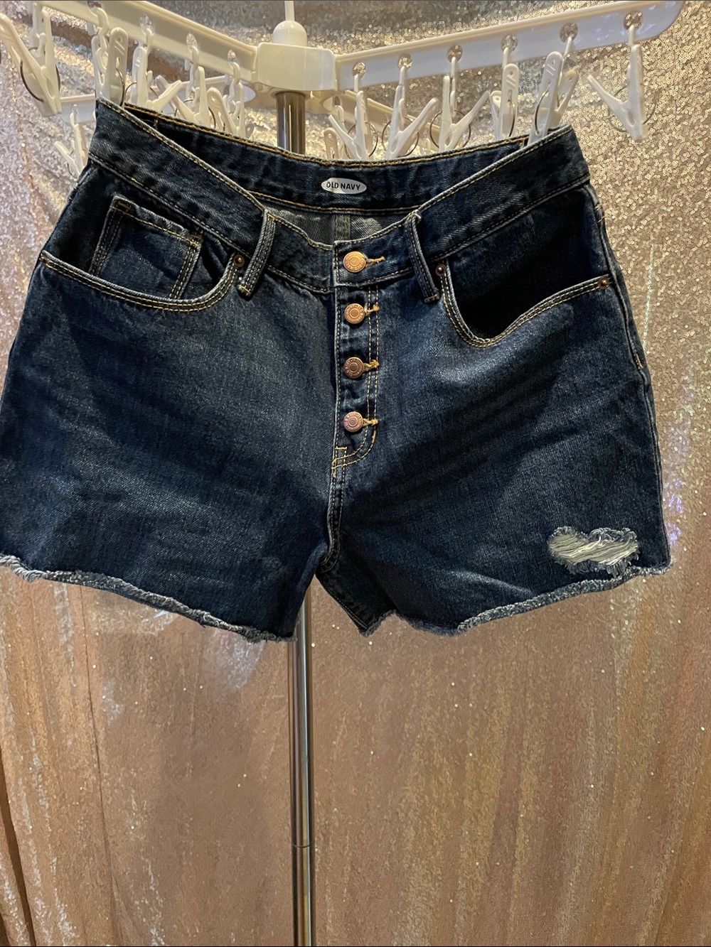 Old Navy Dark Blue Denim Button-Front Cutoff Shorts